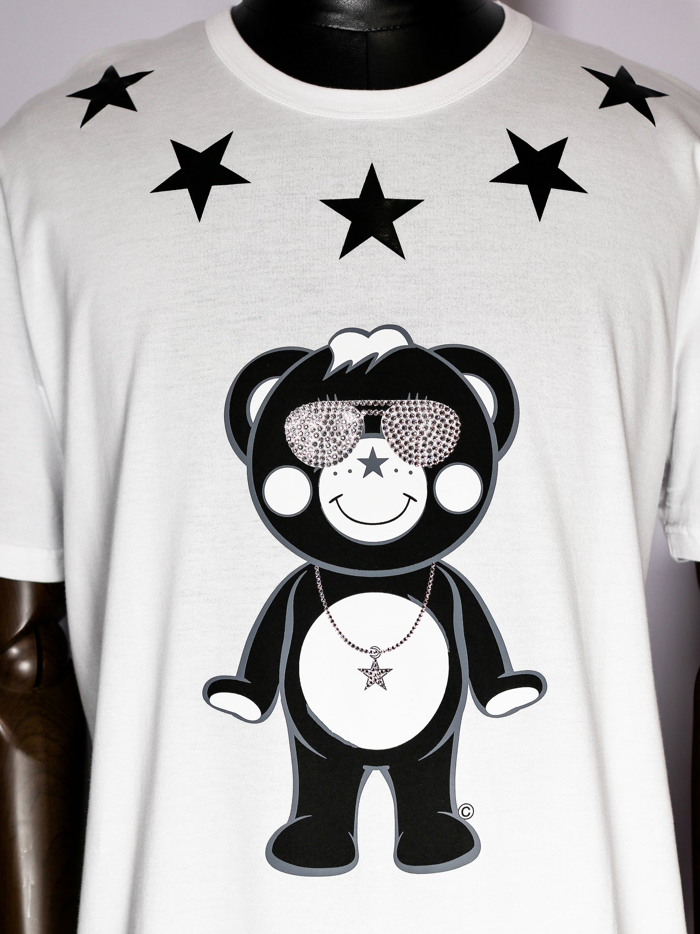 白オールスタースワロフスキーチャッピーtシャツのアップ