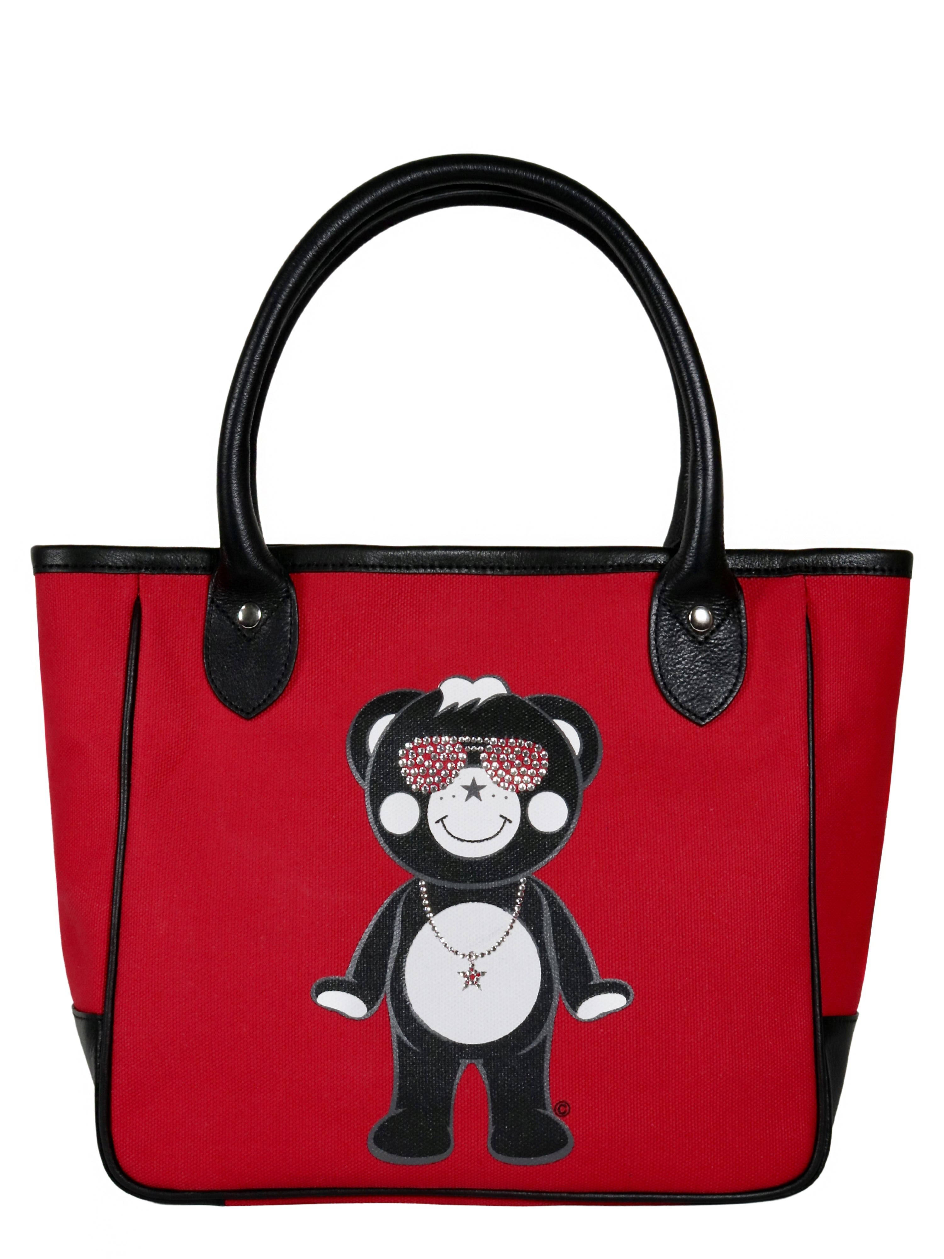 Diamonds Chappy Luxury Mini-Tote Bag w/ Leather Detail - Red